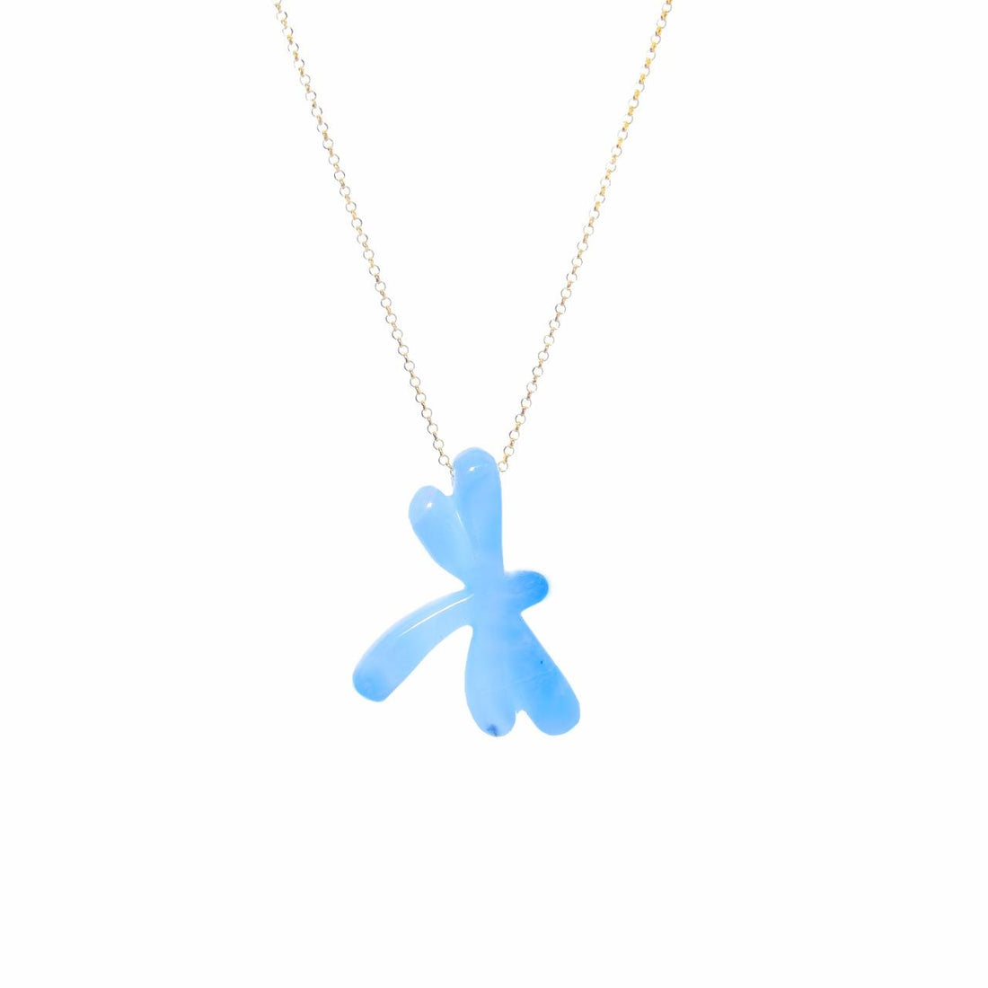 BIG LARIMAR DRAGONFLY NECKLACE