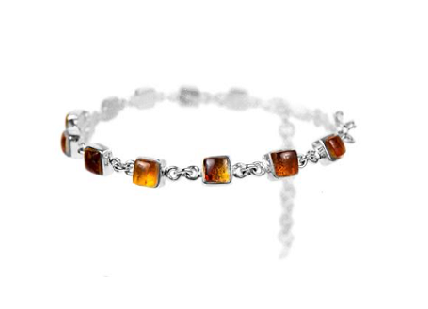MINI SQUARE SILVER AMBER BRACELET